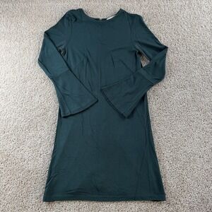 LOFT Dress Womens 0 Green Long Bell Sleeve Stretch Jersey Sheath Short Work